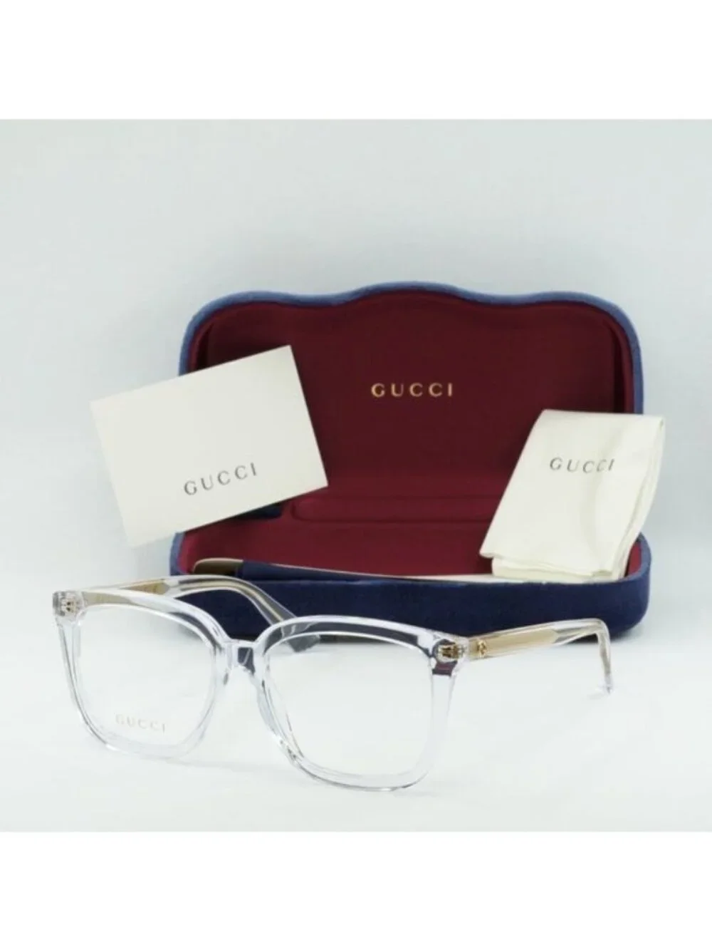 Gucci GG1319O 003 Square Eyeglasses - Transparent With Gold 53mm